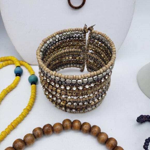 Jewelry Lot Natural Brown Colorful Wood Mixed Materials Necklaces Bracelets - Picture 6 of 12